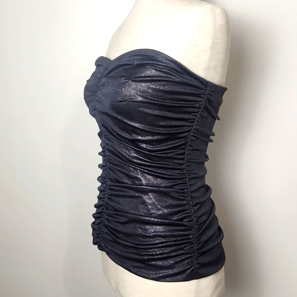 Express Ruched Tube Cocktail Metallic Top - Picture 4 of 15